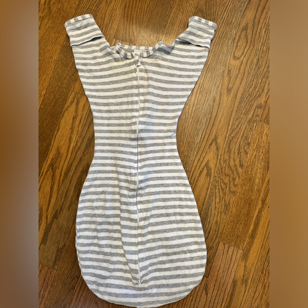 Swaddle Designs Gray and White Striped Baby One-Piece Sleep Sack